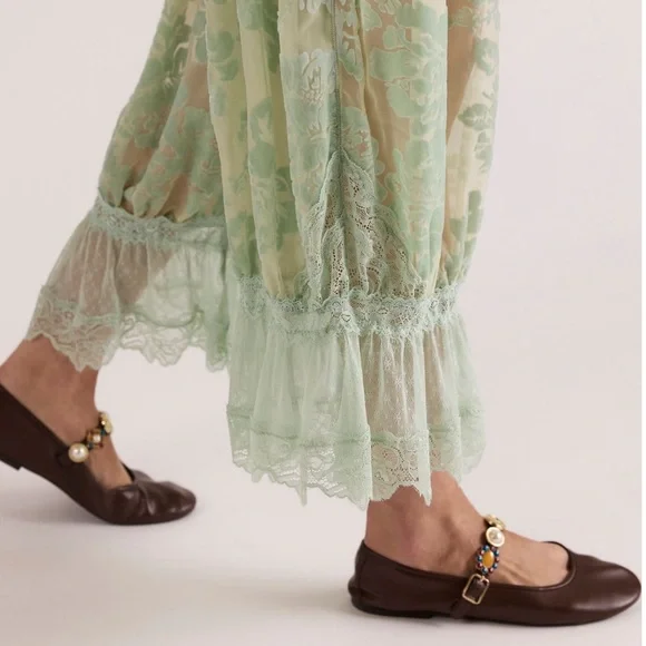 Free People Forever Young Burnout Pants- Seafoam Combo - Picture 3 of 13